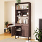 Semiocthome 75.9" Wooden Bookcase with Storage Doors and drawer Display Rack for Living Room,Brown