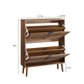 Semiocthome Shoe Cabinet with 2 Flip Drawers, Wood Shoe Organizer for Entryway, Walnut