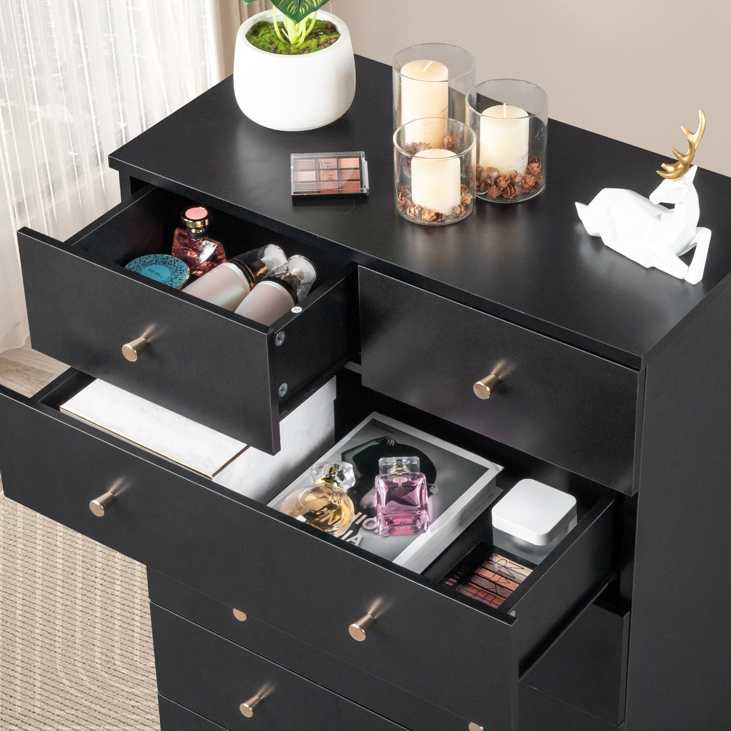 Algherohein Wood Small Dressers with Drawer for Bedroom,Modern Drawers Storage Cabinet