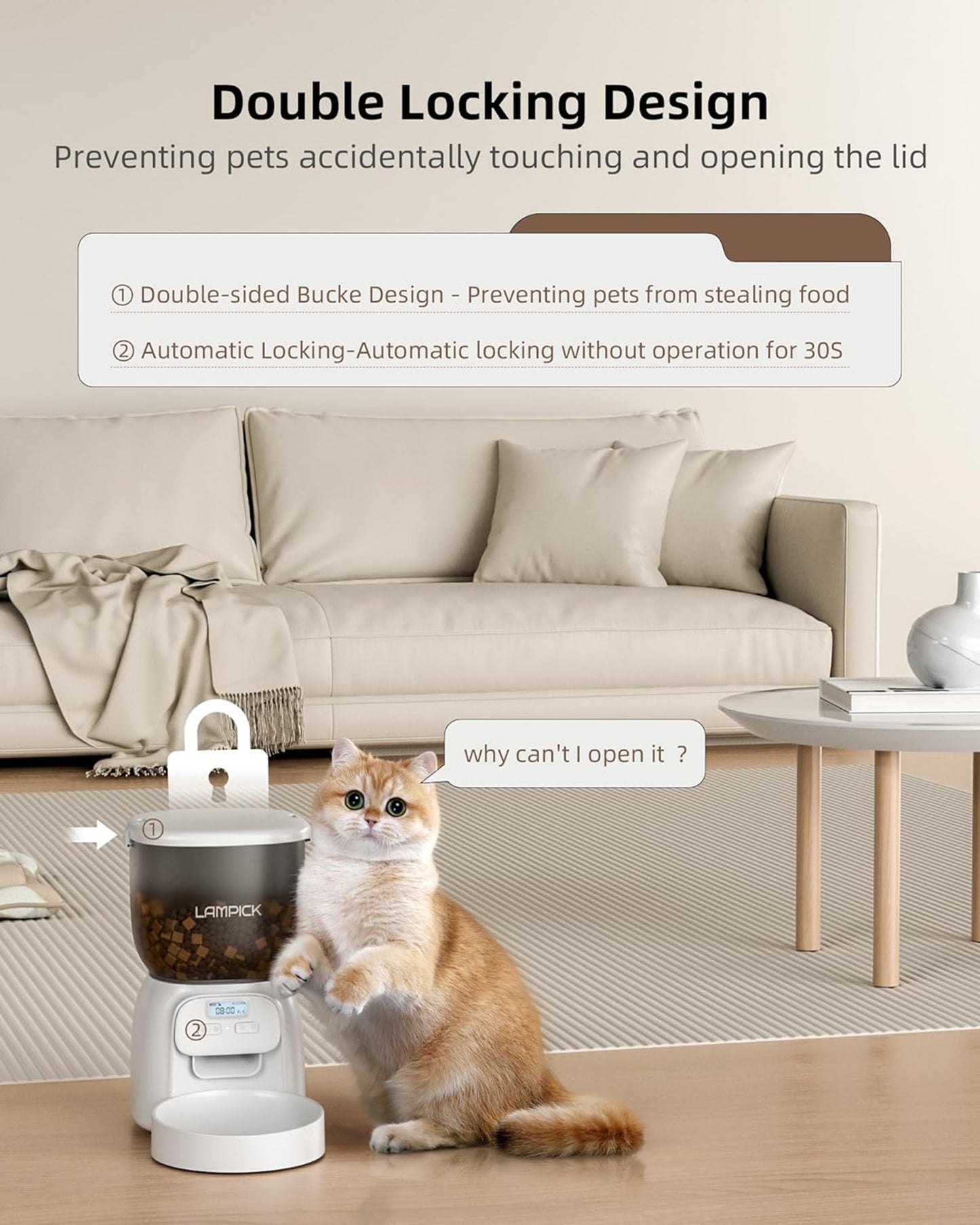 Smart FENDEE 4L Automatic Cat Feeder Detachable Pet Food Dispenser for Dry Food up to 15 Portions