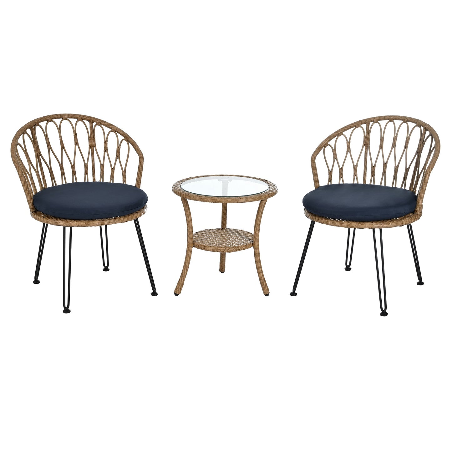 Algherohein Outdoor Patio Table and Chairs,Rattan Patio Furniture Sets