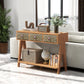 Smart FENDEE Console Table with 3 Drawers,Sofa Table Industrial Display Shelf for Entryway Brown