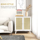 Smart FENDEE Wood Sideboard Buffet Kitchen Storage Cabinet with 2 Rattan Doors, White