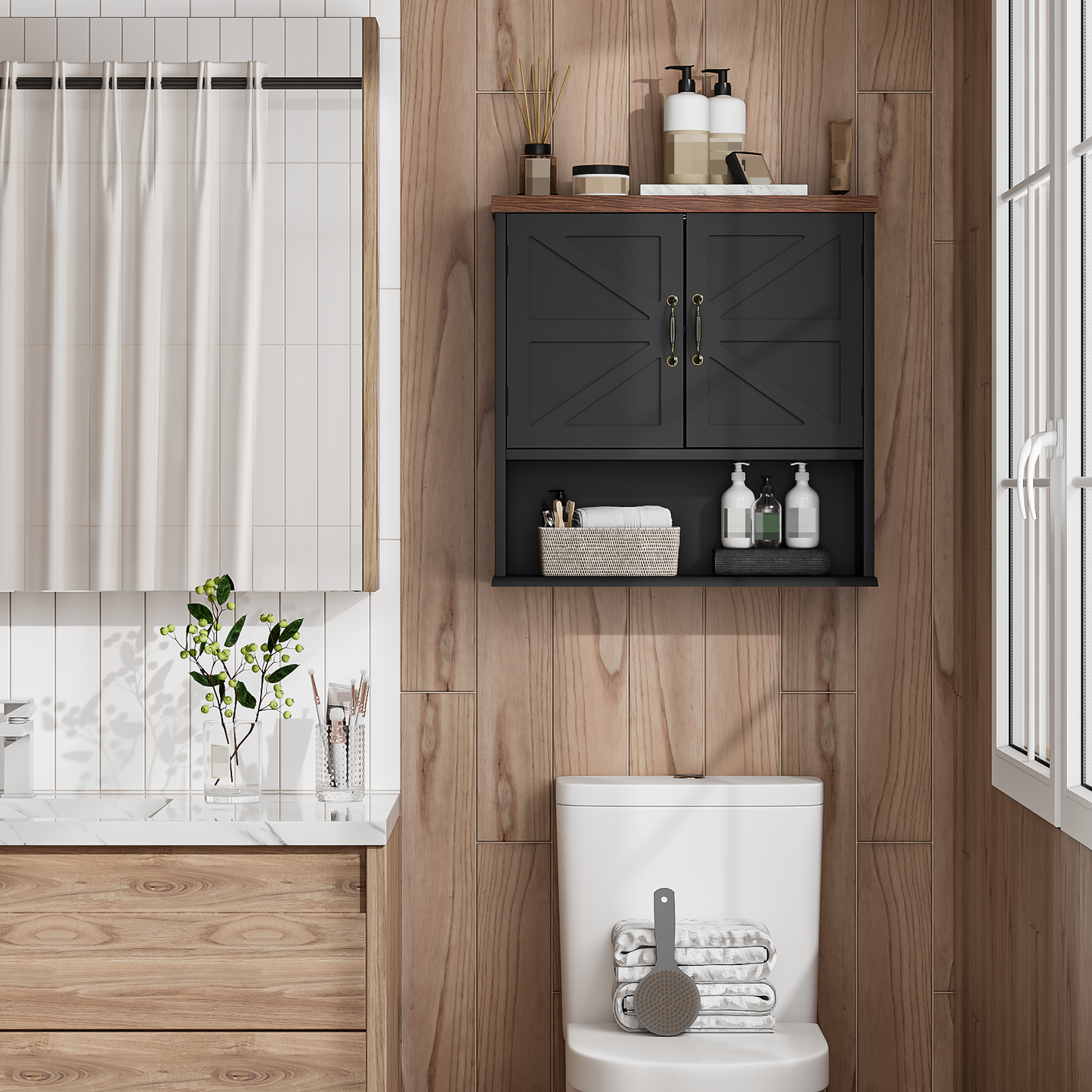Smuxee Bathroom Cabinet Storage with Bathroom Shelf, Over the Toilet Storage Wall Cabinet