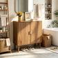 Smuxee Modern Wooden Bathroom Storage Cabinet with Carved Doors & Shelves, Freestanding Bathroom Storage Organizer,Walnut