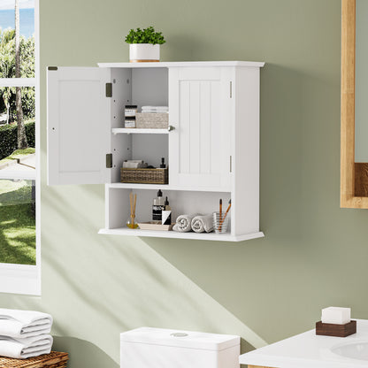 Smuxee Bathroom Wall Storage Cabinets with Door and Open Shelves,over The Toilet Storage,White Small