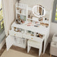 Smuxee Modern Vanity Set with Mirror and Cushioned Vanity Chair,Makeup Vanity for Bedroom,White