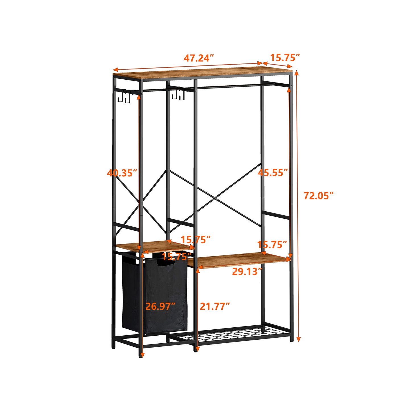 Smart FENDEE Wardrobe Clothes Rack Freestanding with Premium Oxford Cloth Storage Bag