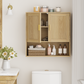 Semiocthome Wall Mounted Bathroom Cabinet Medicine Cabinet with Adjustable Shelves, Fluted Doors,Oak