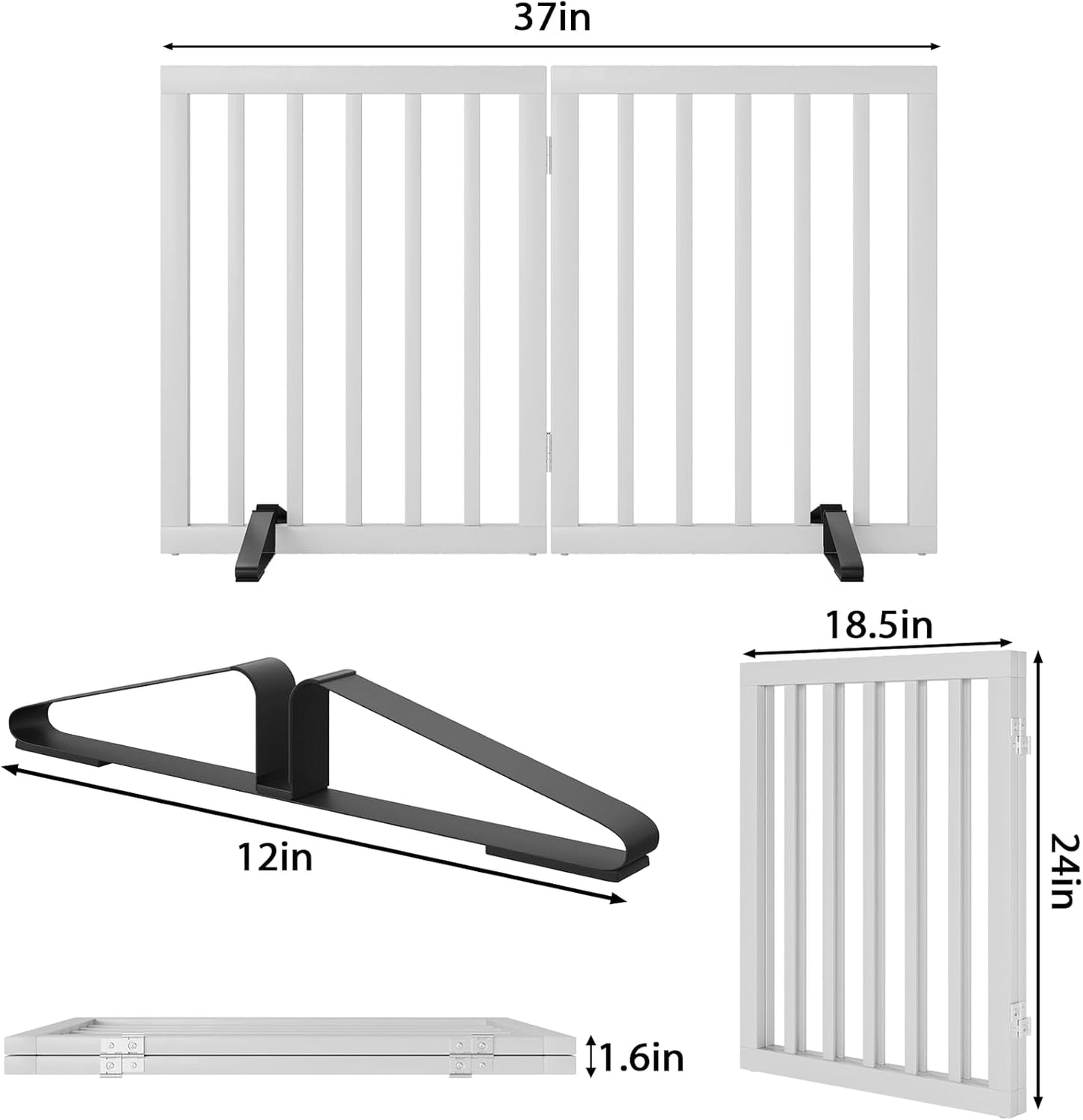 Smart FENDEE Bamboo Dog Gates for Doorways Freestanding Pet Gate, 2 Support Feet, 24"H, White