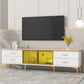 Semiocthome LED TV Stand for TVs Up to 78'' with Glass Cabinet and 4 Drawer, Living Room