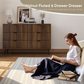 Semiocthome Dresser with 6 Fluted Drawers, Chest of Drawers, Storage Cabinet for Bedroom, Walnut,