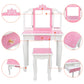 Smuxee Kids Vanity Table Sets for Girls, Snowflake Style Bedroom Makeup Vanity with Mirror