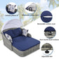 Algherohein PE Rattan Outdoor Daybed with Adjustable Canopy and Cushions,Patio Couch Bed