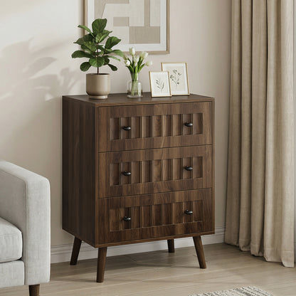 Semiocthome Modern 3 Drawer Dresser, Chest of Drawer for Bedroom,Wood Storage Dresser, Walnut