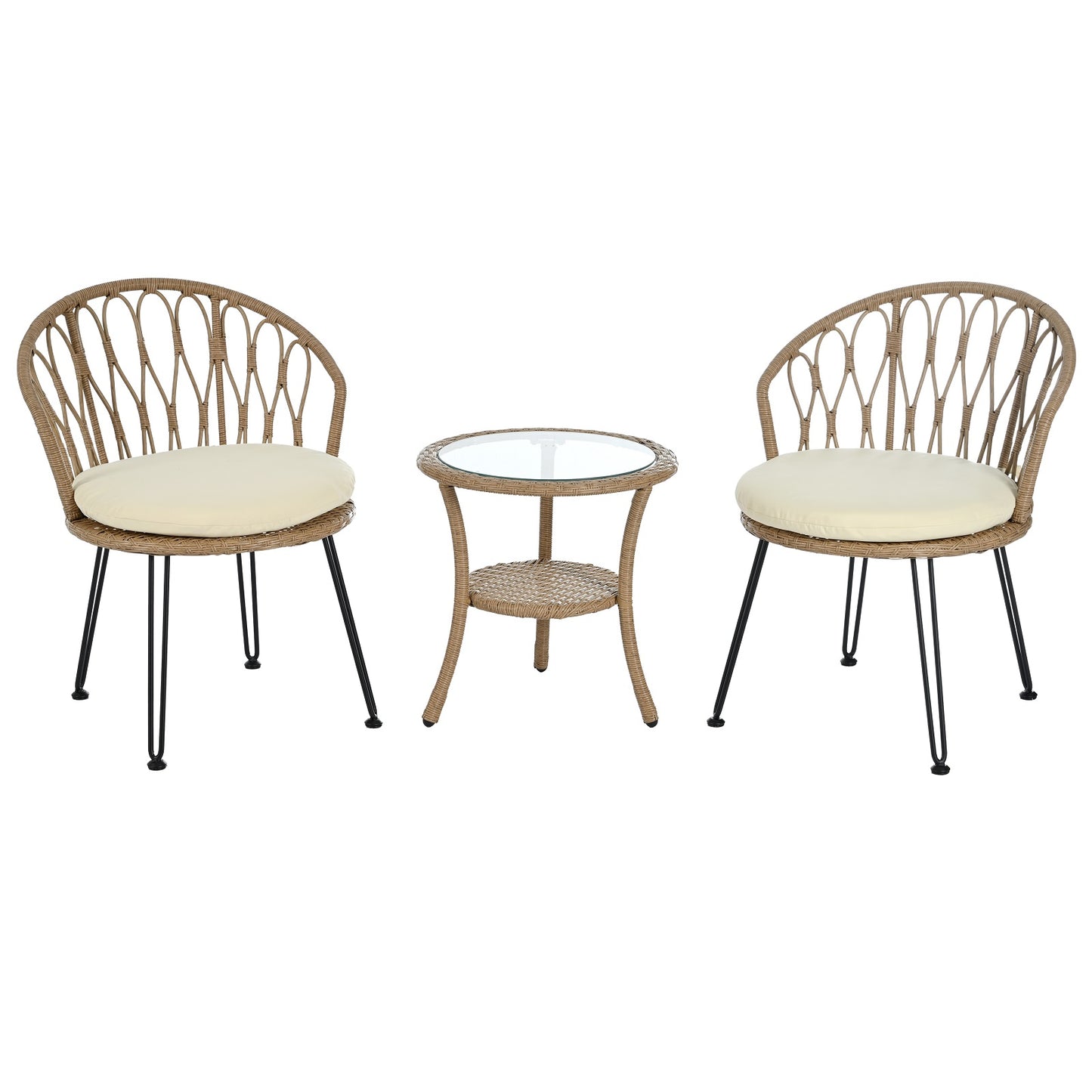 Algherohein Outdoor Patio Table and Chairs,Rattan Patio Furniture Sets