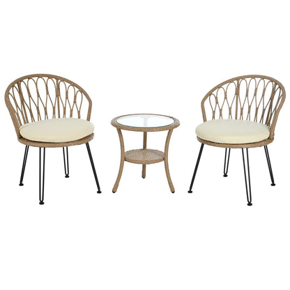 Algherohein Outdoor Patio Table and Chairs,Rattan Patio Furniture Sets