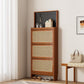 Smart FENDEE Modern Shoe Cabinet with Flip Drawer and Black Pegboard Shoe Rack for Entryway,Walnut