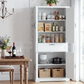 Semiocthome 67.5" Tall Kitchen Pantry Cabinet, Farmhouse Storage Cabinet with Barn Doors and Drawer, Buffet Hutch Cupboard with Adjustable Shelves for Dining Room, White