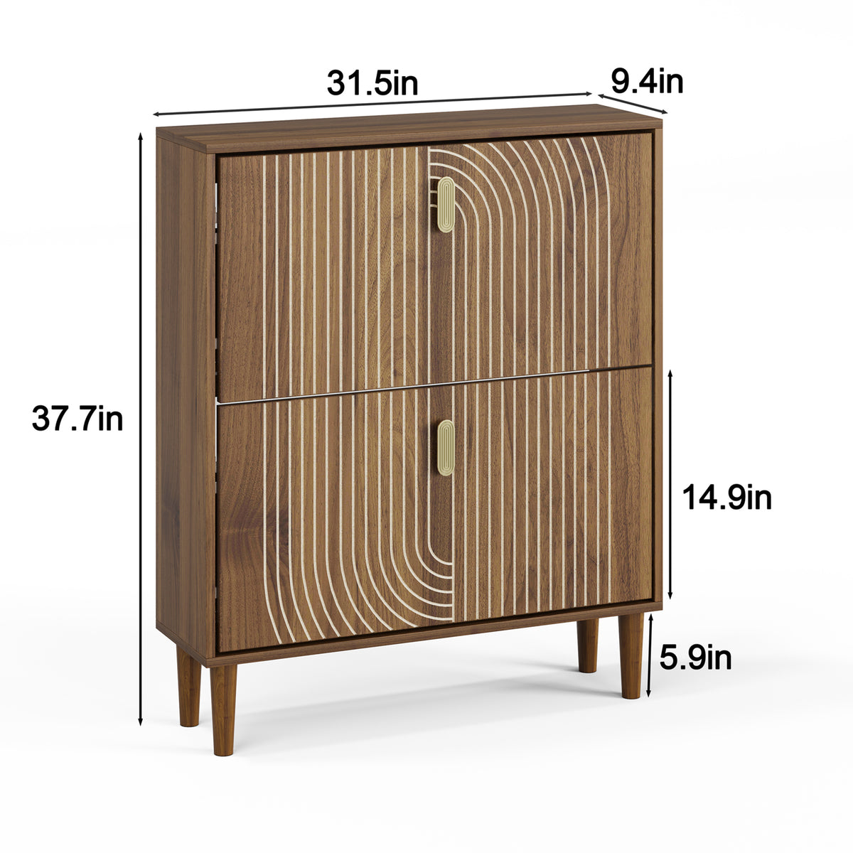 Smart FENDEE Shoe Cabinet with 2 Flip Drawers, Shoe Rack for Entryway, Hallway, 31.5", Walnut