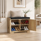 Semiocthome Shoe Bench with Storage for Entryway, Shoe Cabinet with Thick Padded Cushion, Oak