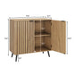 Semiocthome Sideboard Cabinet with 2 Fluted Doors and 1 Adjustable Shelves for Dining Room, Natural