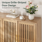 Smart FENDEE 63"W Sideboard Storage Cabinet with Slatted Doors and Adjustable Shelf,Dining Room,Natural