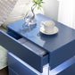 Algherohein 3 Drawer White Nightstand with LED Lights,Side Tables End Tables for Bedroom