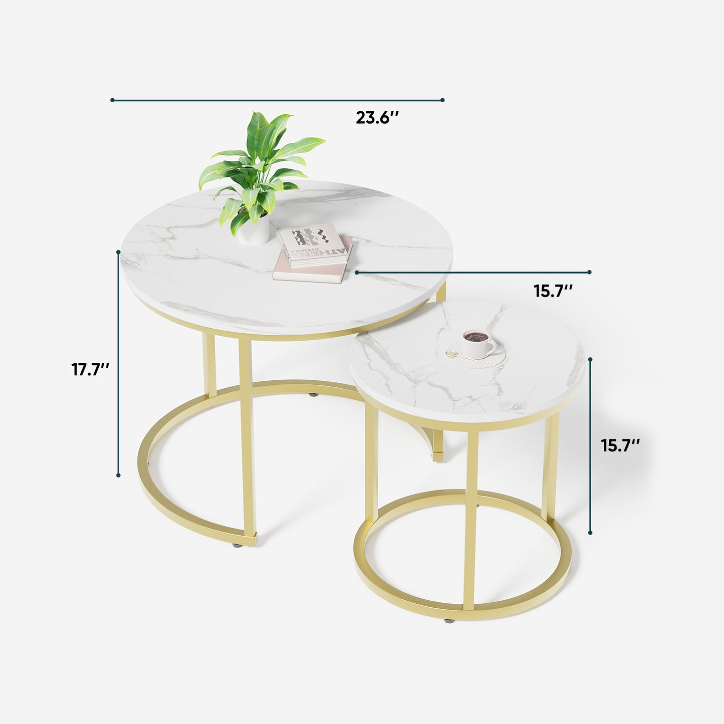 Smuxee Modern Round Wood Nesting Coffee Table Set,End Table for Living Room