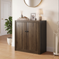 Smuxee 2 Doors Wood Storage Cabinet, Freestanding Accent Cabinet with Adjustable Shelevs, Walnut Grain Organizer TV Stand for Living Room