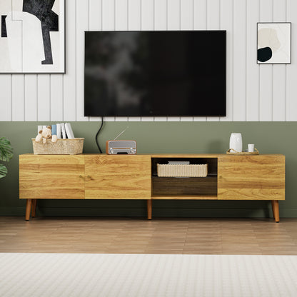 Semiocthome 70" TV Stand with Storage Mid Century Entertainment Center for Living Room, Natural