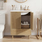 Smart FENDEE 22.83" Bathroom Vanity with Resin Sink, Storage Cabinet with Barn Door & Drawer, White