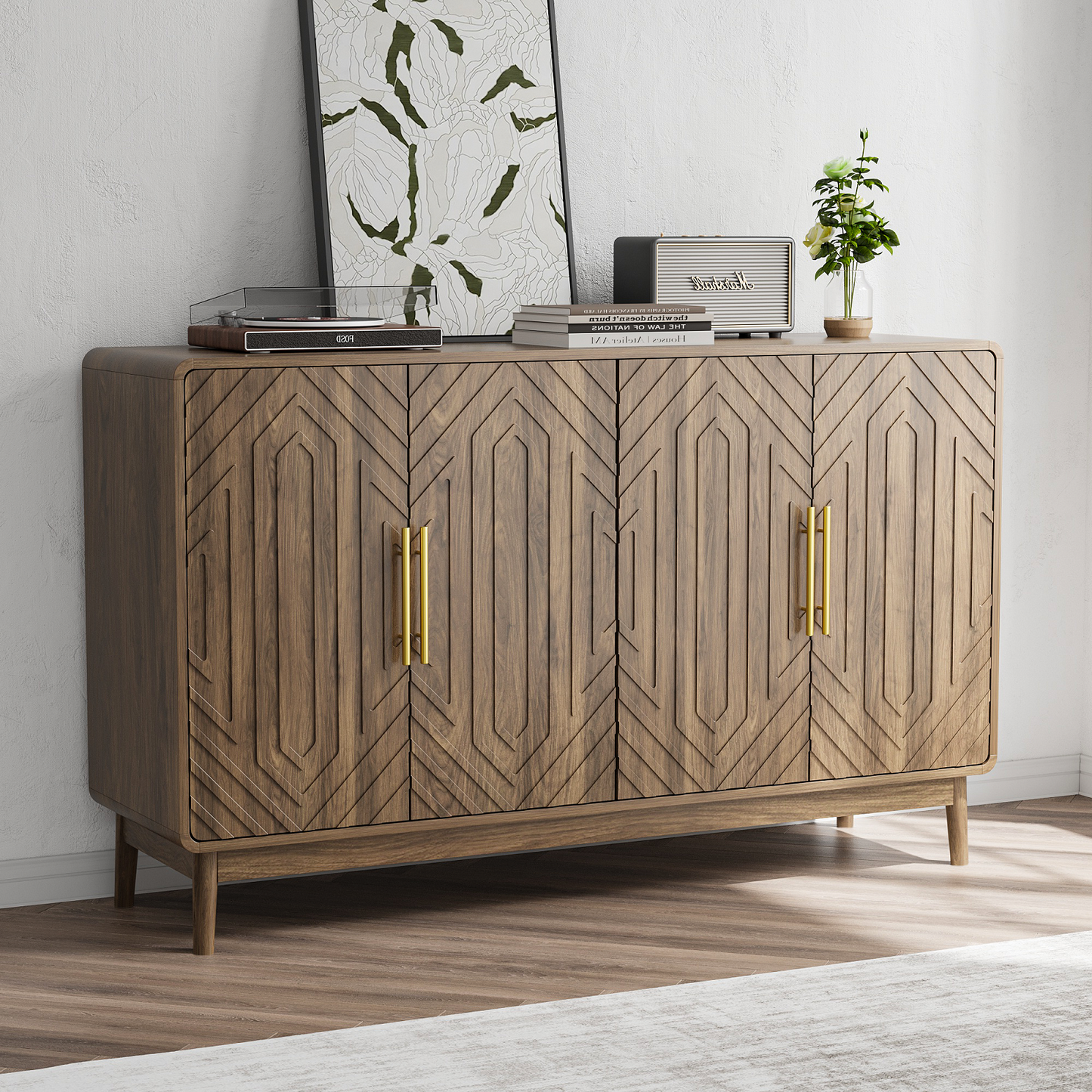 Algherohein Sideboard Buffet Cabinet with Storage,Cabinet with Doors and Adjustable Shelves