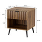 Algherohein Night Stands for Bedroom,Modern End Tables for Living Room with Fluted Drawer,Walnut