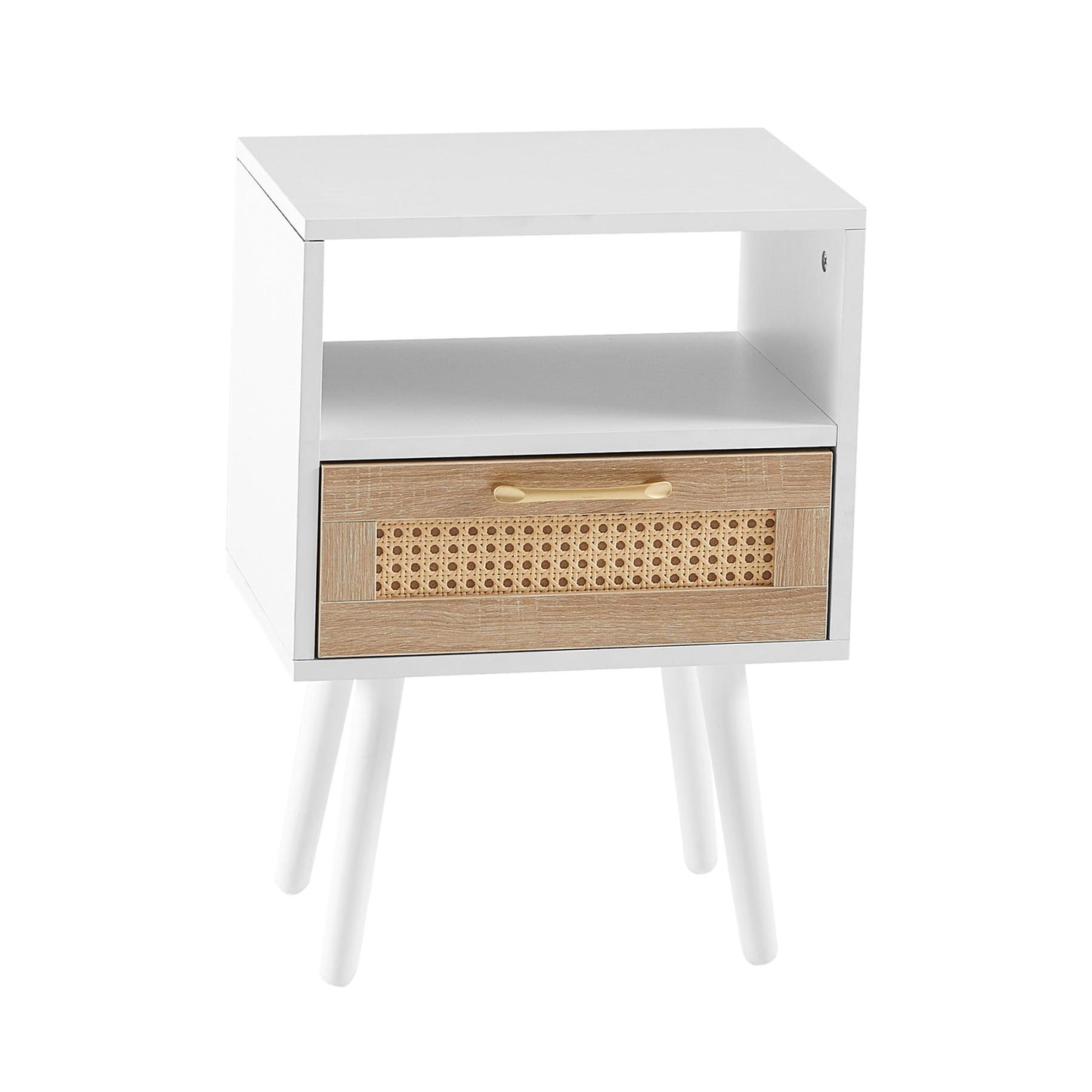 Smuxee Modern Rattan Nightstand with Drawer,End Tables Side Tables for Bedroom