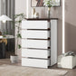Semiocthome Modern Dresser with 5 Drawers Chest of Drawers for Bedroom, White, 39.37" Tall