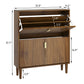 Semiocthome 31.5" Shoe Storage Cabinet with 2 Flip Drawers and Line Groove Design, Entryway, Walnut