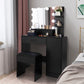 Smuxee Modern Drawer Vanity Set with Mirror and LED Lights,Makeup Dresser Table with 3 Shelves
