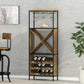 Algherohein Wine Rack with 3-Tiers Wine Storage Shelves and Glass Holders,Wine Bar Cabinet