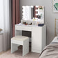 Smuxee Modern Drawer Vanity Set with Mirror and LED Lights,Makeup Dresser Table with 3 Shelves