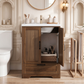 Smuxee 24 Inch Freestanding Bathroom Vanity with Sink, Fluted Cabinet Doors & Storage Drawer, Wood Grain Bathroom Sink Cabinet, Walnut
