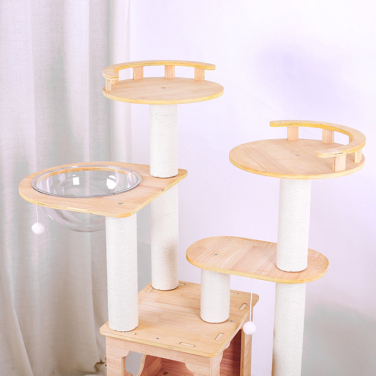 Algherohein Wooden Cat Trees and Towers with Space Capsule,Home Cat Scratching,Pet Cat Gifts