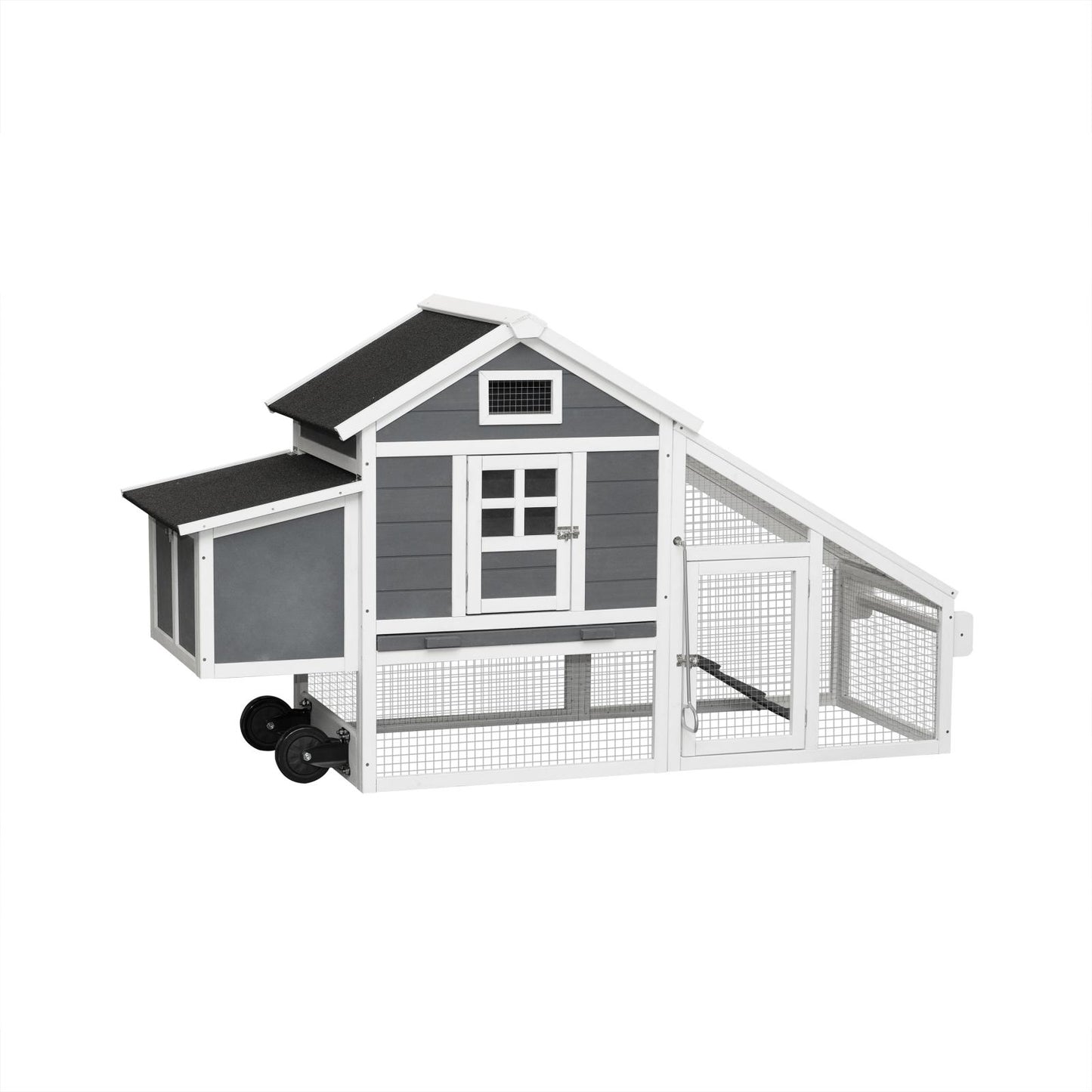 Algherohein Chicken Wire Wood Chicken Coop Rabbit Hutch Kennels House,Outdoor Large Animal Home,Gray