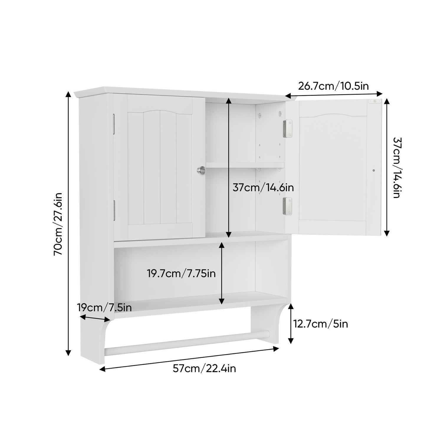 Smuxee Bathroom Wall Storage Cabinets with Door and Open Shelves,over The Toilet Storage,White Small