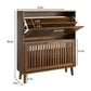 Semiocthome 31.5" Shoe Storage Cabinet with 2 Flip Louvered Drawers for Entryway, Walnut