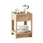 Smuxee Classic Wood Rattan Nightstand with 1 Drawer and Shelf,Side Tables for Living Room