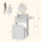 Smuxee 3 In 1 White Vanity Set with Mirror and Lights,Makeup Vanity with Drawer and Vanity Stool