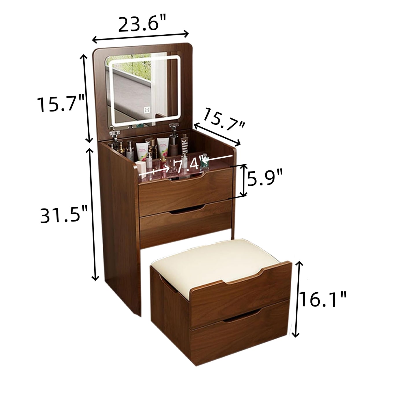 Semiocthome 3 in 1 Vanity Desk with Plip Top Mirro