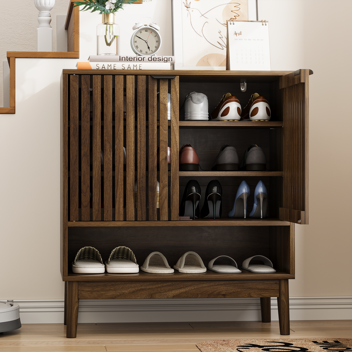 Smuxee Shoe Storage Cabinet with Doors,16-24 Pairs Shoes Organizer for Front Door,Entrance