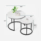 Algherohein Round Nesting Coffee Table Modern Marble Top Set of 2 for Living Room White
